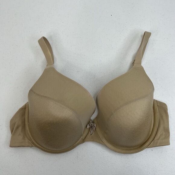 DKNY Sz 34C Bra 453200 T-Shirt Padded Fusion Perfect Underwire Beige Microfiber - Picture 3 of 13